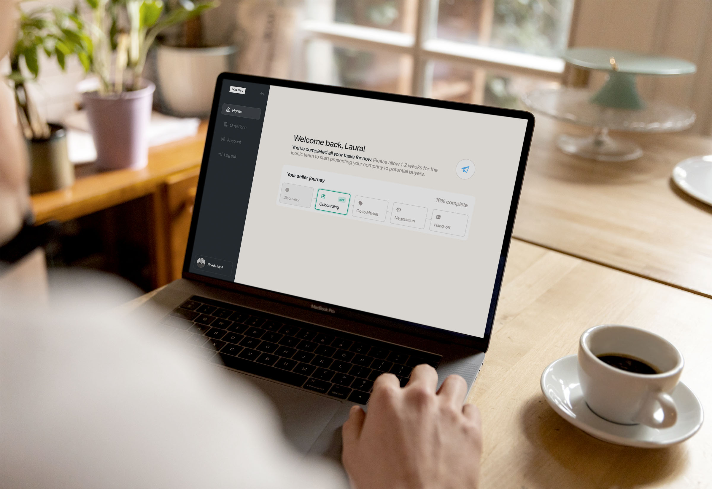 Laptop showing transaction materials software